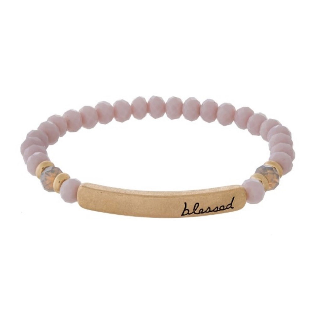 Crystal Avenues Lavender Beaded Blessed Bracelet